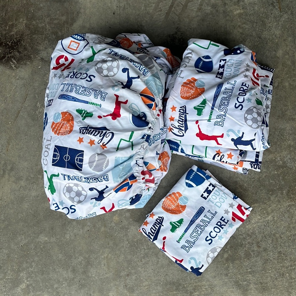 Complete Sports Twin Sheet Set- 3 COMPLETE SETS